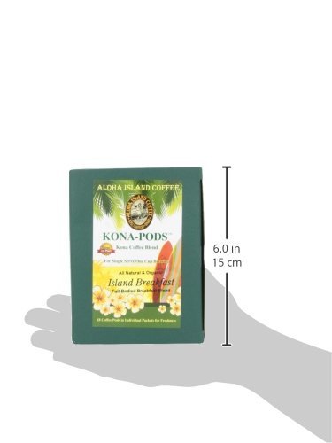 Aloha Island Coffee KONA-POD, Island Breakfast Med Light Roast, Kona & Hawaiian Coffee Blend, 36-Count Coffee... N7
