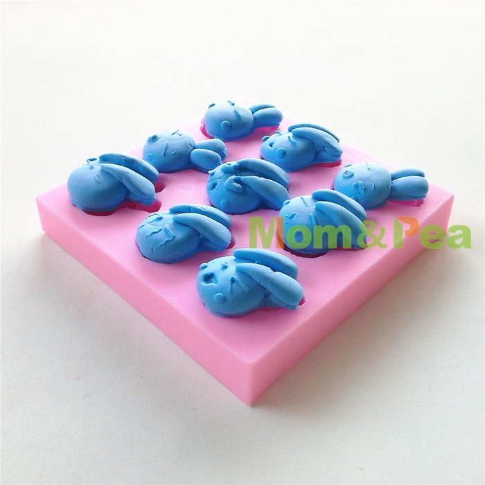 Mom&pea 0623 Cartoon Rabbit Heads Shaped Silicone Mould for Fondant Cake Sugar Paste Cake Decoration 3d Cake Toppers... N2