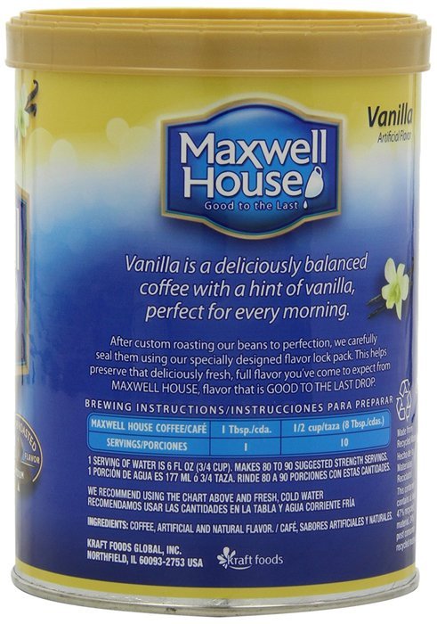 Maxwell House Vanilla Ground Coffee, 11-Ounce Cannister (Pack of 3) N3