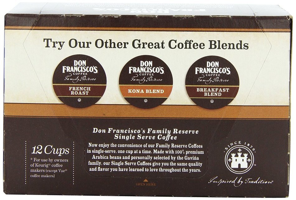 Don Francisco's Coffee Family Reserve Single Serve Coffee, Vanilla Nut, 12 Count (Packaging May Vary) N3