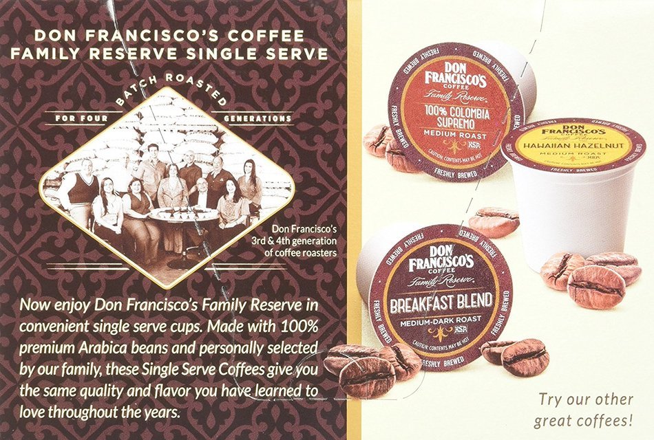 Don Francisco's Coffee Family Reserve Single Serve Coffee, Vanilla Nut, 12 Count (Packaging May Vary) N13