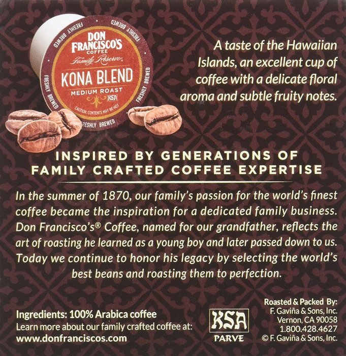 Don Francisco's Coffee Family Reserve Single Serve Coffee, Vanilla Nut, 12 Count (Packaging May Vary) N14