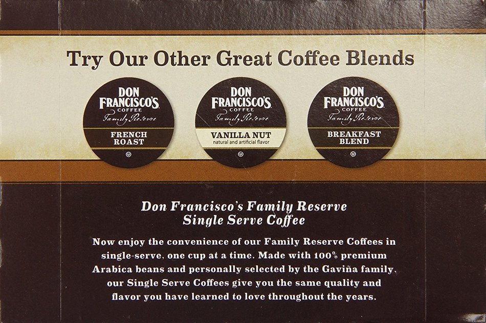 Don Francisco's Coffee Family Reserve Single Serve Coffee, Vanilla Nut, 12 Count (Packaging May Vary) N16