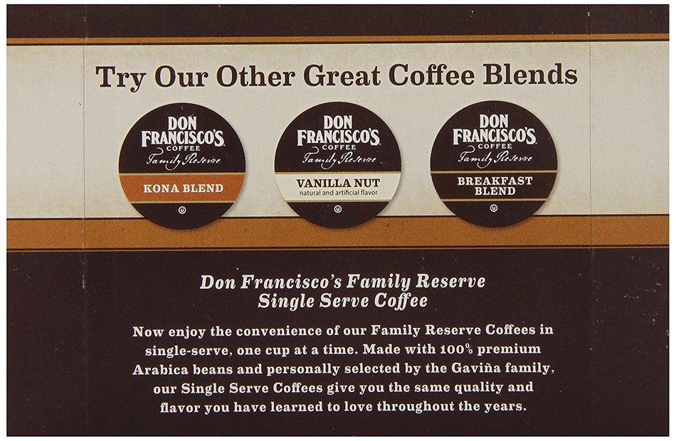 Don Francisco's Coffee Family Reserve Single Serve Coffee, Vanilla Nut, 12 Count (Packaging May Vary) N22