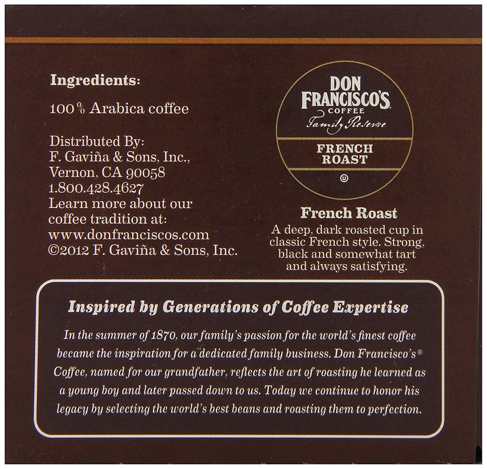 Don Francisco's Coffee Family Reserve Single Serve Coffee, Vanilla Nut, 12 Count (Packaging May Vary) N23