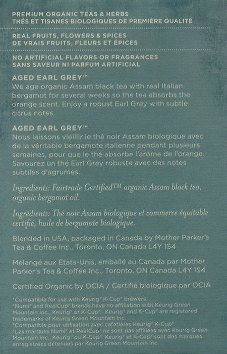 NUMI Organic Tea Capsules, Aged Earl Grey, 16 Count N5