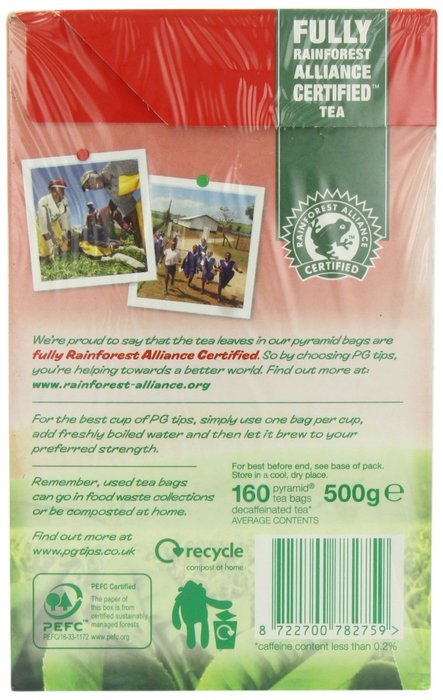 PG Tips Pyramid Decaf 160 Tea Bags 500g N3