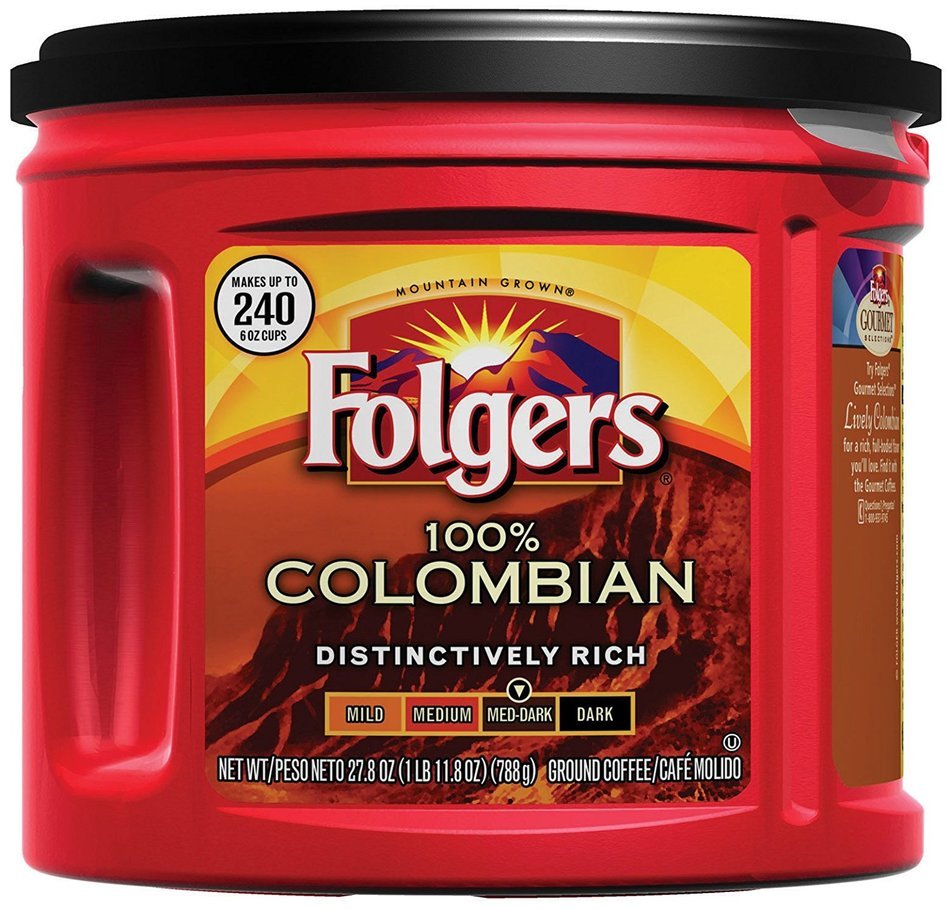 Folgers 100% Colombian Ground Coffee, Medium Dark Roast, 27.8-Ounce (Pack of 3)