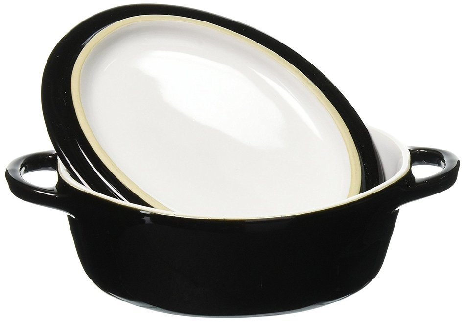 Le Creuset Stoneware 12-Ounce Mini Oval Cocotte, Black N2