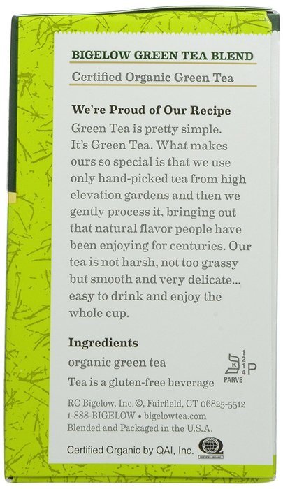 Bigelow Organic Green Tea, 40-Count Boxes (Pack of 6)