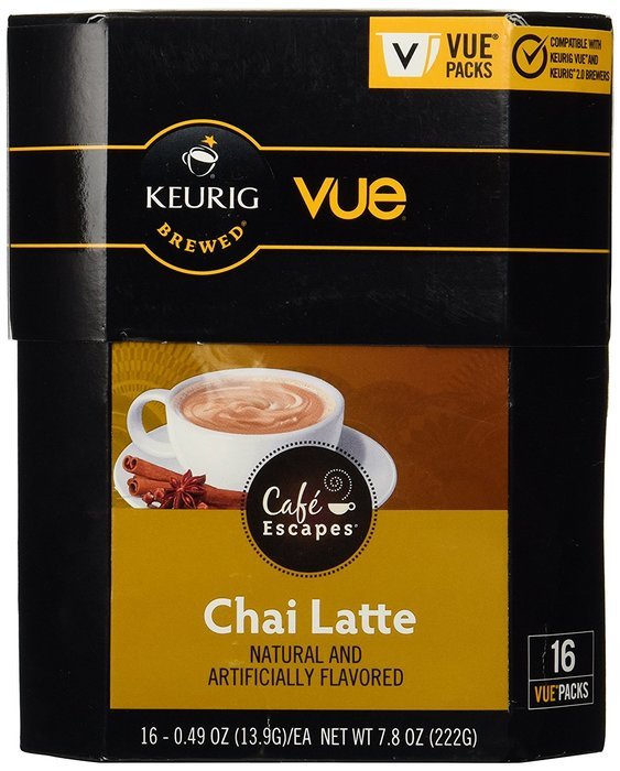 Caf&eacute; Escapes Vue Cups for Keurig Vue Brewers (Chai Latte, 16 Count)