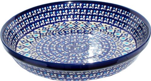 Polish Pottery Dish Pie Plate 10" From Zaklady Ceramiczne Boleslawiec #879-217a Classic Pattern, Height: 1.8"...
