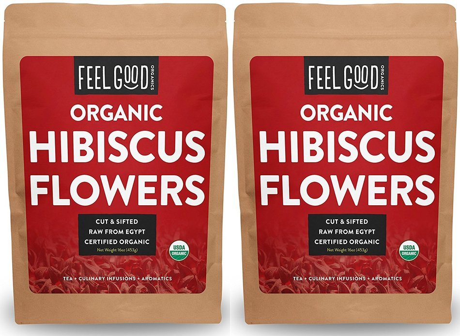 Organic Hibiscus Flowers - Cut & Sifted - 16oz Resealable Bag (1lb) - 100% Raw From Egypt - by Feel Good Organics N7