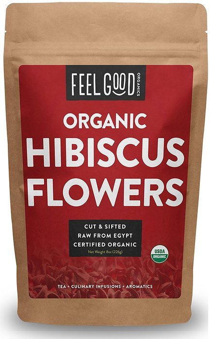 Organic Hibiscus Flowers - Cut & Sifted - 16oz Resealable Bag (1lb) - 100% Raw From Egypt - by Feel Good Organics N9