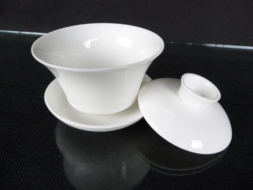 Moyishi Chinese Gaiwan Traditional White Tea Cup Comprised of Cup, Saucer and Lid - Made of Fine Bone China N5