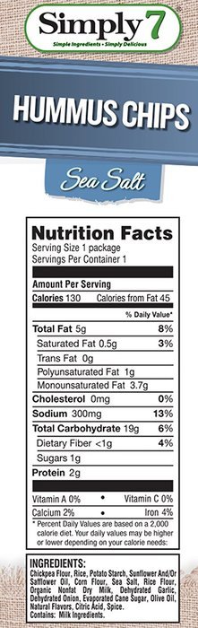 Simply7 Hummus Chips, Sea Salt, 1 Ounce (Pack of 24) N2