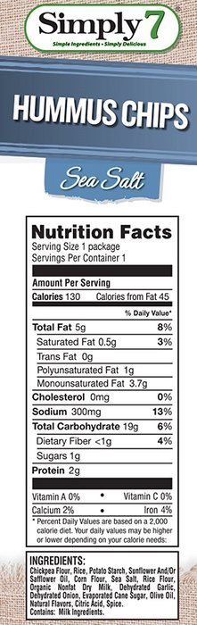 Simply7 Hummus Chips, Sea Salt, 1 Ounce (Pack of 24) N5