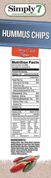 Simply7 Hummus Chips, Sea Salt, 1 Ounce (Pack of 24) N7