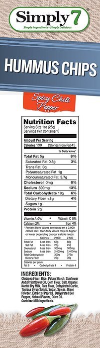 Simply7 Hummus Chips, Sea Salt, 1 Ounce (Pack of 24) N9