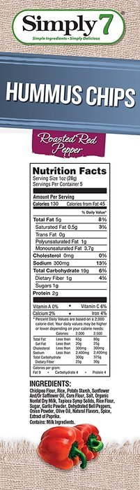 Simply7 Hummus Chips, Sea Salt, 1 Ounce (Pack of 24) N14