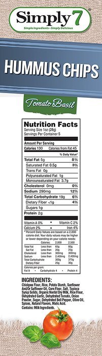 Simply7 Hummus Chips, Sea Salt, 1 Ounce (Pack of 24) N21