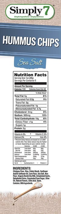Simply7 Hummus Chips, Sea Salt, 1 Ounce (Pack of 24) N24