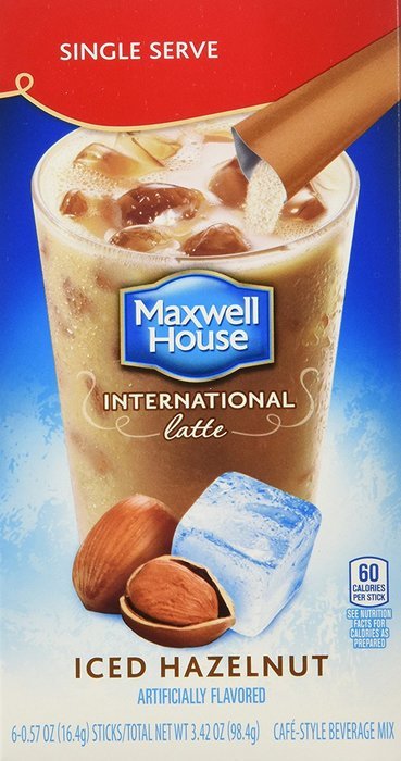Maxwell House International Coffee Hazelnut Iced Latte Singles, 6 Count, 3.42-Ounce Boxes (Pack of 8)