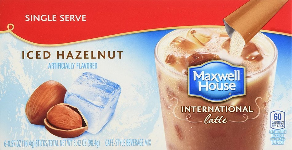 Maxwell House International Coffee Hazelnut Iced Latte Singles, 6 Count, 3.42-Ounce Boxes (Pack of 8) N3