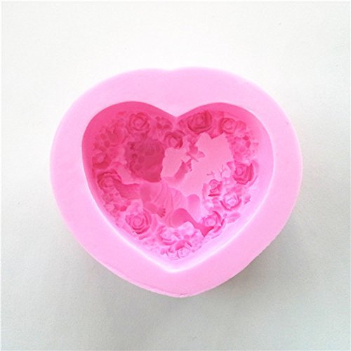 Wocuz W0428 Heart Shape Rose Pattern Soap Mold Candy Making Silicone Mold Cake Decoration Mould Fondant Chocolate...