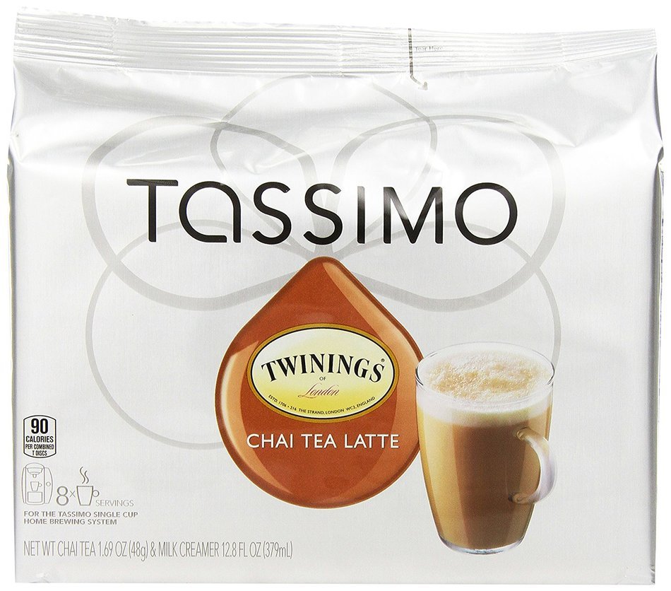 Twinings Chai Tea Latte, T-Discs for Tassimo Coffeemakers, 8 Count Packages, (pack of 5) (Package May Vary)