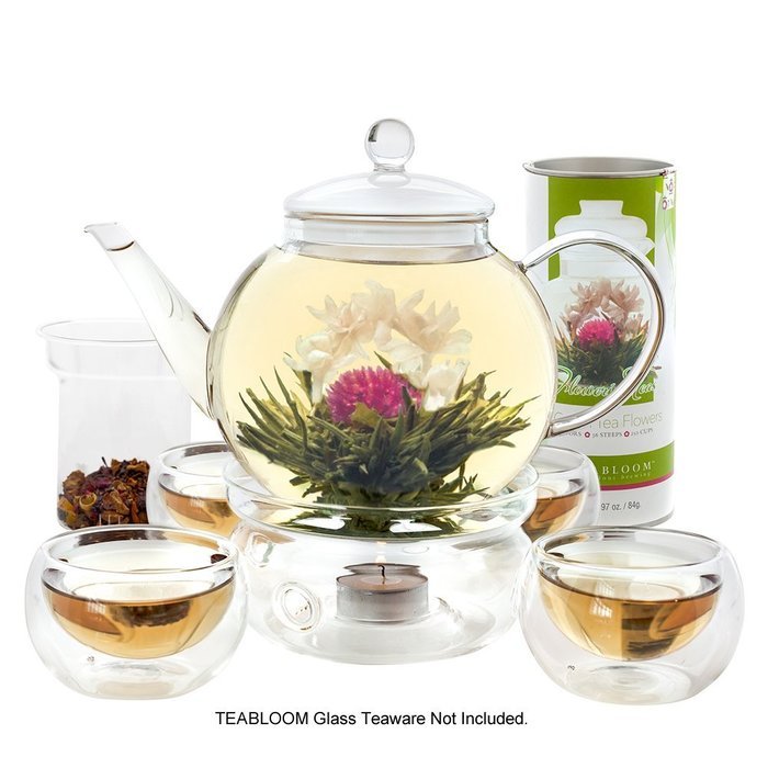 Teabloom Blooming Tea Balls - Biggest Variety of Flowering Tea in Beautiful Gift Canister - Fresh New Tea Flowers N3