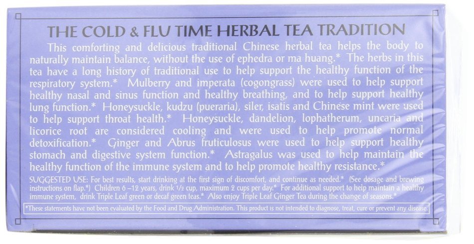 Triple Leaf Tea, Cold & Flu Time, 20 Tea Bags (Pack of 6) N2