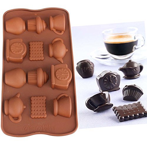 Tea Cup Clock Teapot Silicone Cake Mold Chocolate Mould Baking Tools N8