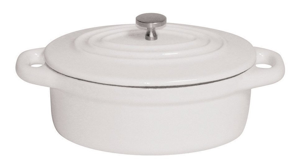 Paderno World Cuisine 0.42-Quart Oval Cast-Iron Casserole, Black