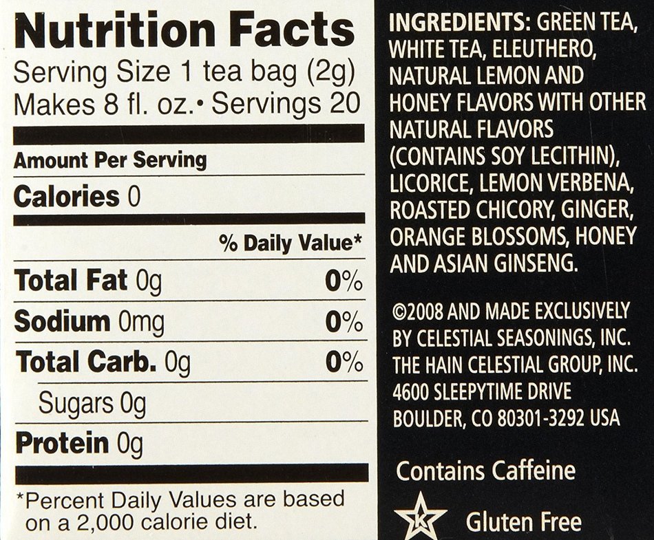 Celestial Seasonings Honey Lemon Ginseng Green Tea Bags, 20 ct, 2 pk
