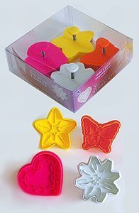 R & M Stampers Cookie Cutters 4 Pcs Set, Heart, Star, Butterfly, and Flower.