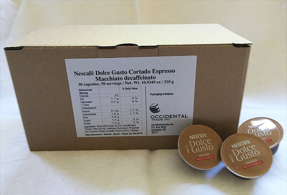 50 X Nescaf&eacute; Dolce Gusto Espresso Cortado Decafeinato, Decaffeinated, Coffee Capsule, 50 Capsules N3