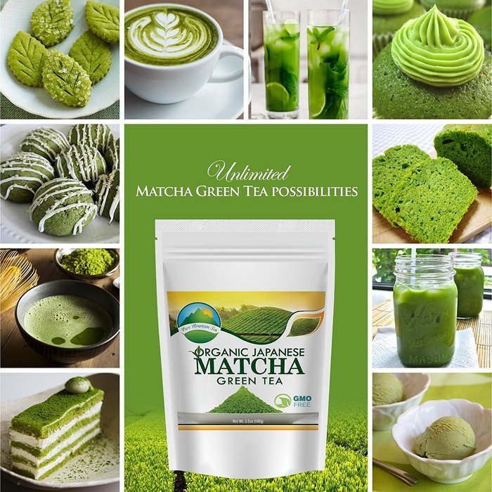 Premium Organic Japanese Matcha Green Tea Powder by Pure Mountain Tea, Antioxidant, Metabolizer, Healthy Diet... N7