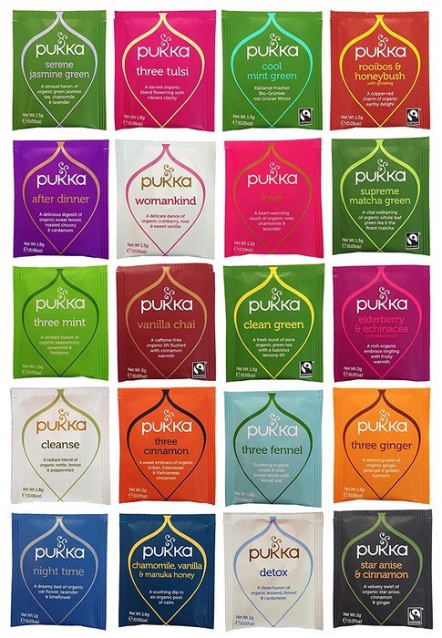 Pukka Tea Organic Variety Pack with 20 Flavors, 2 of Each (40 Count), Includes The Curated Pantry Gift Tag