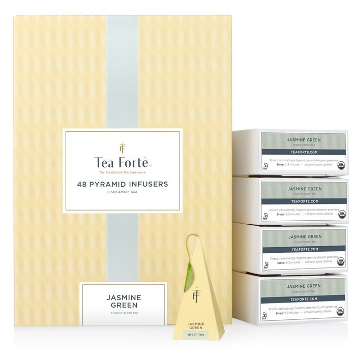 Tea Forte BULK PACK Jasmine Green Tea, 48 Handcrafted Pyramid Tea Infusers