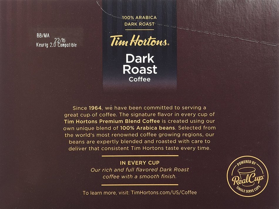 Tim Hortons Dark Roast Single Serve Coffee Cups, 96 Count N5