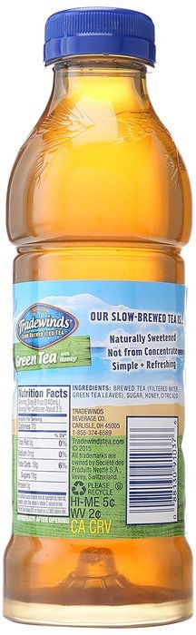 Tradewinds Slow Brewed Iced Tea, Green Tea 18.5-ounce plastic bottles (Pack of 12) N3