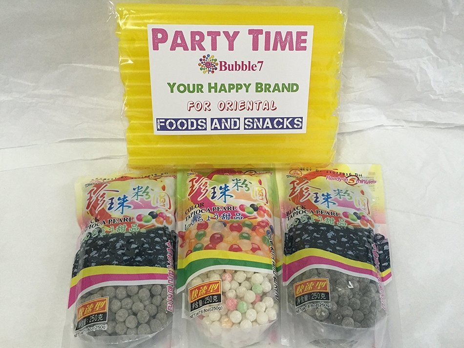 3 Packs Total of BOBA Tapioca Pearl "Bubble Tea Ingredients", 2 packs of (Black), Plus 1 Pack of (Color) Pearl... N4