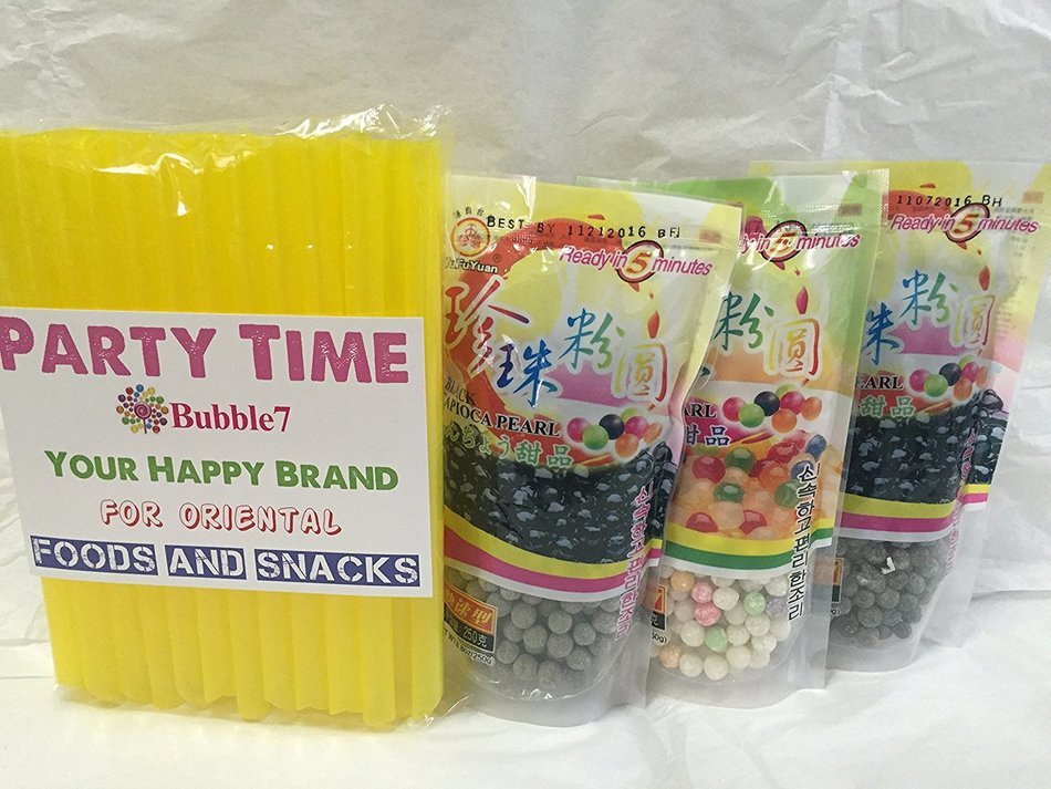 3 Packs Total of BOBA Tapioca Pearl "Bubble Tea Ingredients", 2 packs of (Black), Plus 1 Pack of (Color) Pearl... N6