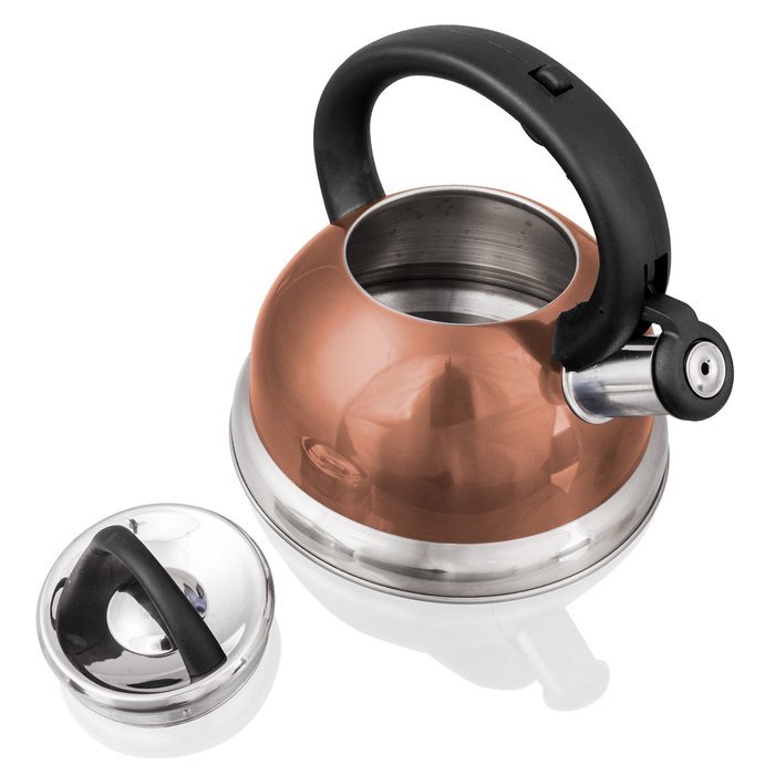 Stainless Steel Whistling Tea Kettle or Tea Maker w/ Encapsulated Base 2.8 Liter (Copper) N3
