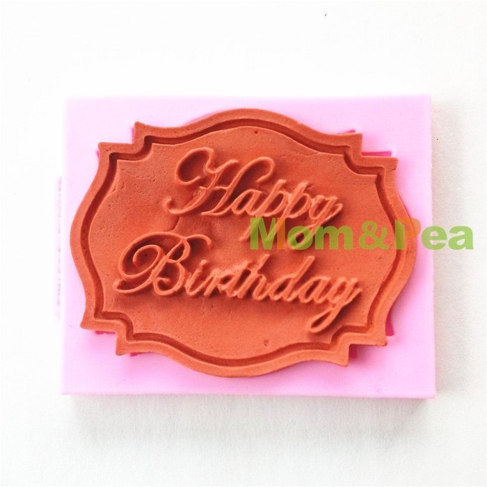 Mom&pea 0636 Happy Birthday Shaped Silicone Mould for Fondant Cake Sugar Paste Cake Decoration 3d Cake Toppers...
