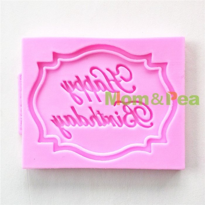 Mom&pea 0636 Happy Birthday Shaped Silicone Mould for Fondant Cake Sugar Paste Cake Decoration 3d Cake Toppers... N3