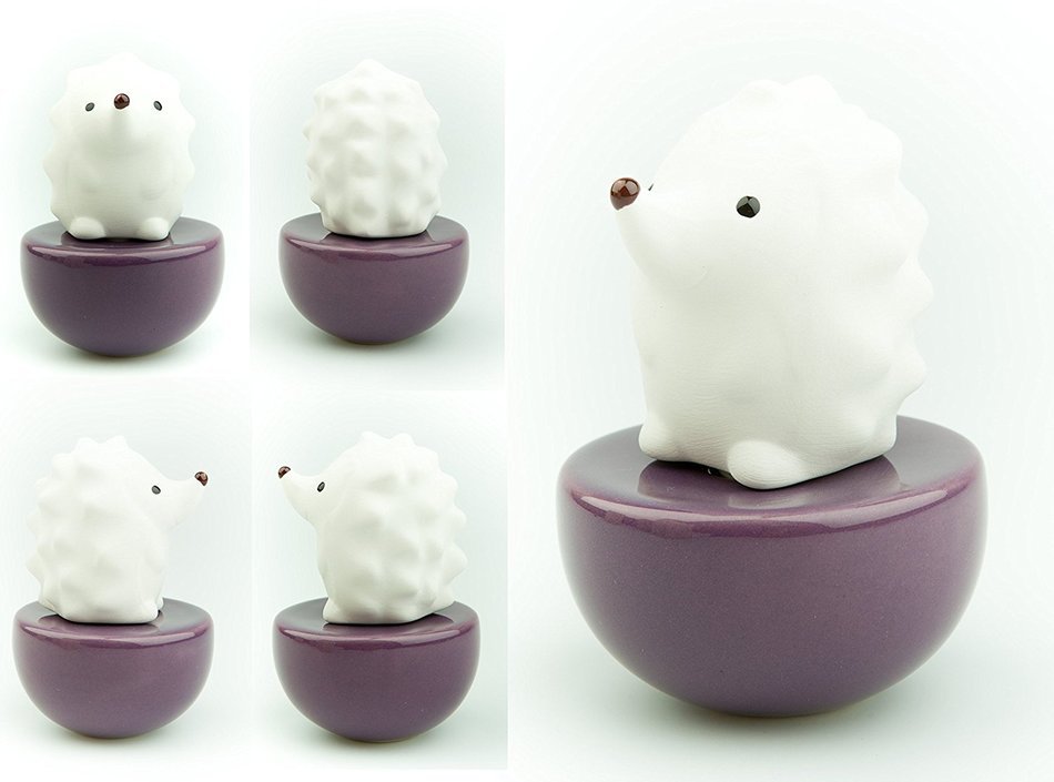 Ceramic fragrance diffuser for aromatherapy and decorate your place.Spiky Hedgehog(Purple vase) N4