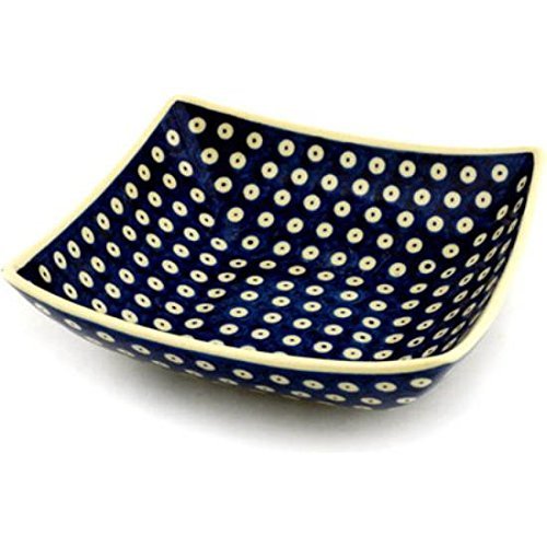 Ceramika Bona H0426C Polish Pottery Ceramic Square Bowl Hand Painted, 8-Inch