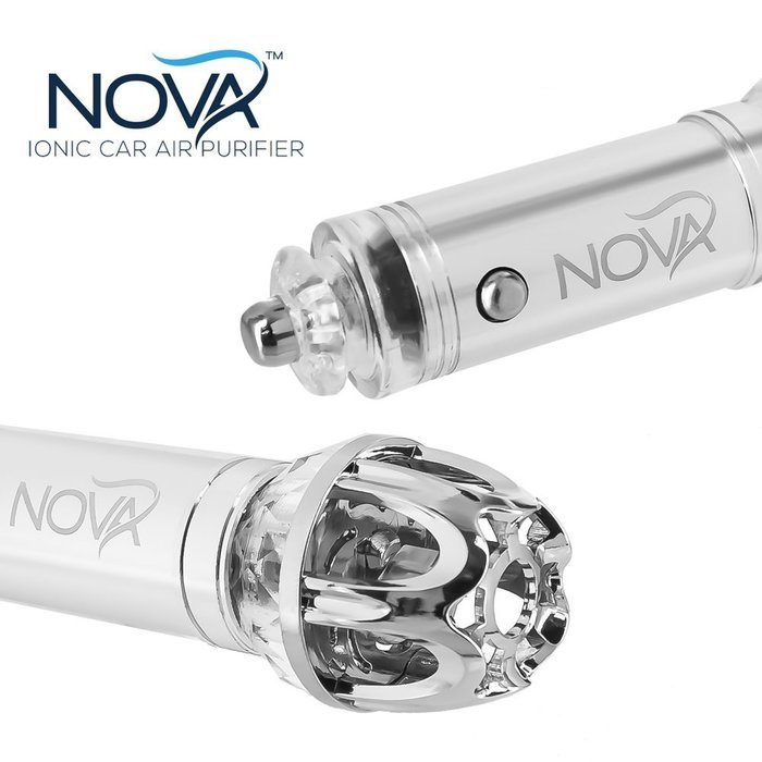 Car Air Purifier and Ionizer by Nova - Best Auto Freshener - Negative Ion & Ozone Generator - Removes Dust, Pollen... N6